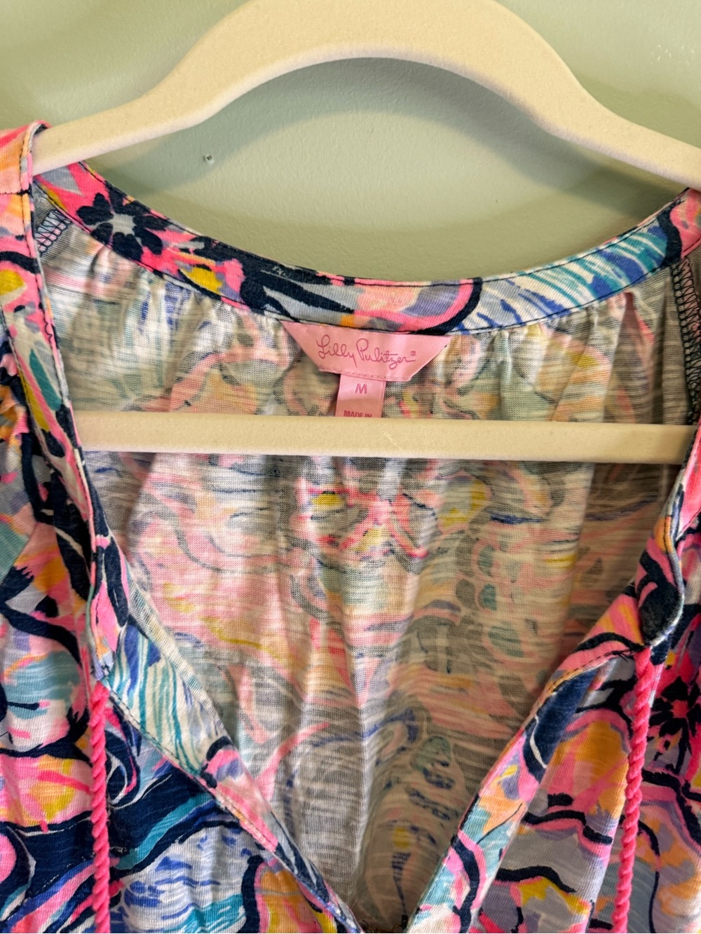 Lilly Pulitzer Donna Romper Multi Sink Or Swim Floral Tassel Knit Pink Blue M - Picture 4 of 7